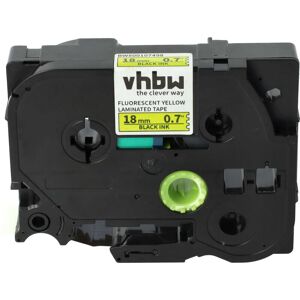 1x Schriftband-Kassette kompatibel mit Brother pt 2400 e, 2450, 2400, 2420 pc, 2430 pc, 2450 cc Etiketten-Drucker 18mm Schwarz auf Neon-Gelb - Vhbw