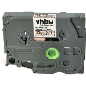 vhbw Schriftband-Kassette kompatibel mit Brother PT D210BK, D400, D210VP, D215e Etiketten-Drucker 12mm Schwarz auf Rosa/Schneeflocken