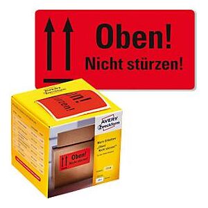 Avery Zweckform AVERY® Zweckform Warnetikett, Versandaufkleber 100 x 50 mm, 200 Stück, rot,  oben