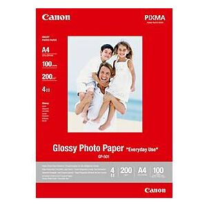 Fotoglanzpapier CANON Everyday Use Glossy GP-501, DIN A4, 200 g/m², weiß, 1 Paket = 100 Blatt