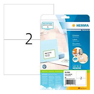 Herma Premium-Adressetiketten Nr. 5064, 210 x 148 mm, selbstklebend, permanenthaftend, bedruckbar, Papier, weiß, 50 Stück auf 25 Blatt
