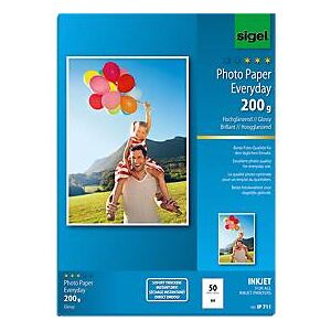 Sigel Inkjet-Fotopapier Everyday, A4, 200g/qm, 50 Blatt