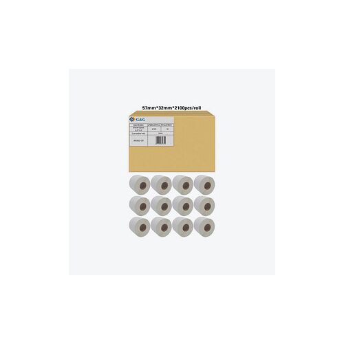 Neutral Endlosetikettenrollen für Etikettendrucker weiß, 57,0 x 32,0 mm, 12 x 2100 Etiketten