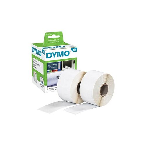 DYMO Endlosetikettenrollen für Etikettendrucker S0722400 weiß, 89,0 x 36,0 mm, 2 x 260 Etiketten