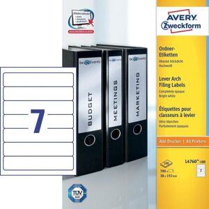 Avery File baglabels, hvid, 192,0 x 38,0 mm, permanent klæbende