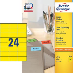 Avery 3451 Etiketter   70x37mm   Gul   2400 Stk.