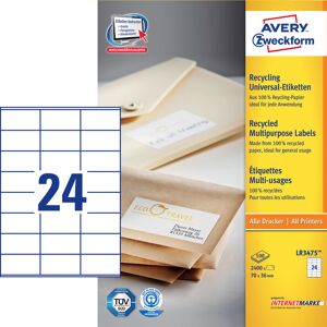 Avery Lr3475 Etiketter   70x36 Mm   2400 Stk.