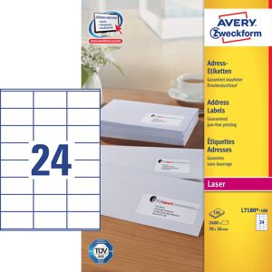 Avery L7180 Etiketter   70x36 Mm   2400 Stk.