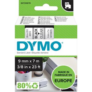 Dymo D1 Labeltape 9mm, Sort På Klar