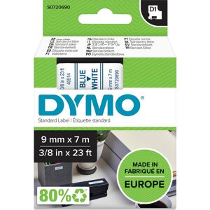 Dymo D1 Labeltape 9mm, Blå På Hvid