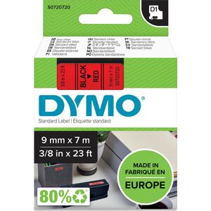 Dymo D1 Labeltape 9mm, Sort På Rød