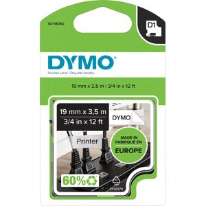 Dymo D1 Fleksibelt Tape 19mm, Sort På Hvid