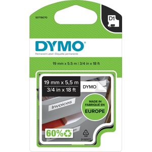 Dymo D1 Polyestertape 19mm, Sort På Hvid