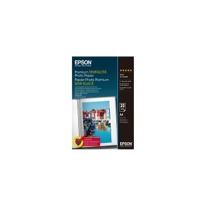 Epson Premium Semigloss Photo Paper - Semi-skinnende - A4 (210 x 297 mm) 20 ark fotopapir - for EcoTank ET-2750, 2751, 2756, 2850, 2851, 2856, 4750, 4850  Expression Home HD XP-15000