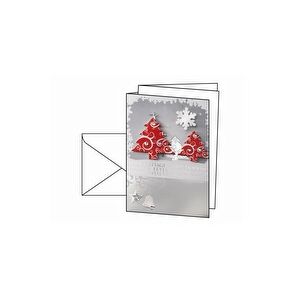 Sigel Christmas Card Three Trees - Skinnende - A6 (105 x 148 mm) - 250 g/m² - 10 kort lykønskningskort+konvolutte