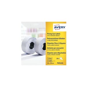 Prisetiket Avery PLR1626 hvid 26x16 mm aftagelige - (12.000 etiketter)