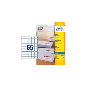 Adresseetiketter Avery, til inkjet, 38,1 x 21,2 mm, æske a 1.625 stk.