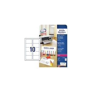 Visitkort Avery Quick&Clean™ 54x85 mm mat hvid 270 g/m² - (10 ark x 10 stk.)