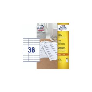 Avery Copier Labels - Papir - permanent klæbemiddel - hvid - 24 x 70 mm 3600 etikette(r) (100 ark x 36) etiketter til flere formål