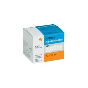 HERMA 4340 etiket hvid 70x38mm - manuelle adresseetiketter - på rulle