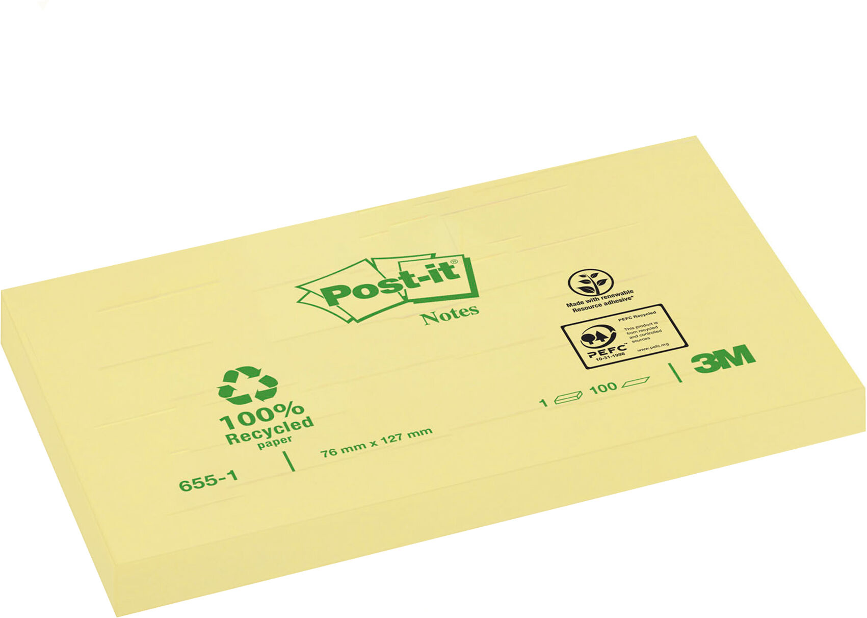 3M Notas adhesivas Post-It reciclado 76x127mm