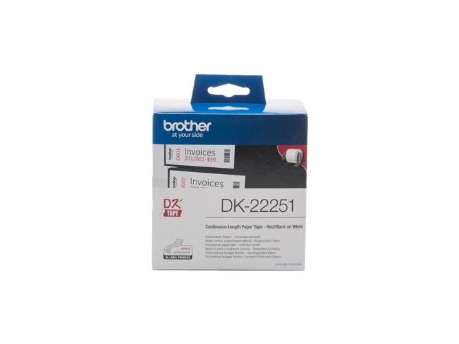 Brother Consumible Original Brother DK22251 Cinta continua de papel térmico con impresión a negro y rojo (blanca)