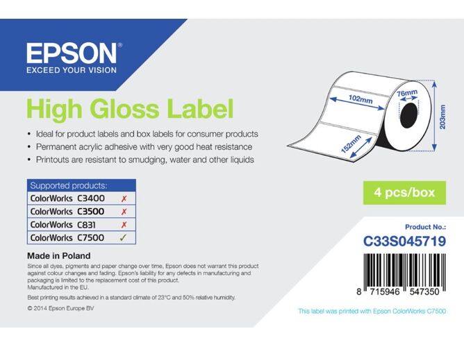Epson Imprimir etiqueta EPSON High Gloss Label