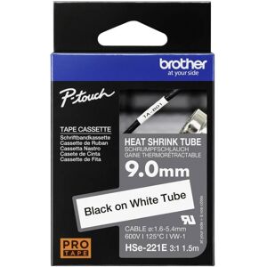 Ruban encreur pour gaine thermorétractable Brother HSe HSE221E Couleur de ruban: blanc Couleur de police:noir 9.0 mm 1. Publicité