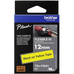 Ruban encreur flexible Brother TZe-FX, tz-fx TZe-FX631 Couleur de ruban: jaune Couleur de police:noir 12 mm 8 m - Publicité