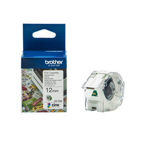 Brother 12 mm Etiquettes Blanc sur vert Original CZ-1002