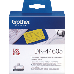 Brother Etiquettes Noir sur jaune Original DK-44605
