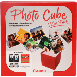 Canon + 13x13 cm Photo Paper Plus Glossy II 40 Blatt Value Pack Noir(e) / Plusieurs couleurs Original PG-560+CL-561 Photo Cube