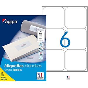 Agipa Apli 118988 600 Etiquettes adhésives blanches A4 MU 99,1 x 93,1 mm Impression : laser, copieur, jet d'encre Fabriqué en France - Publicité