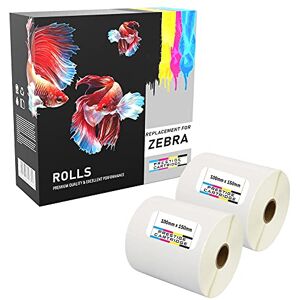 PRESTIGE CARTRIDGE 1,000 Zebra 100mm x 150mm Thermique Directe Papier Étiquettes (500 étiquettes par rouleau) pour Imprimante Zebra 2 Rouleaux Noir sur blanc - Publicité