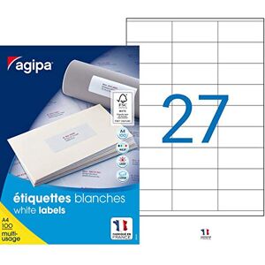 Agipa Apli 119001 2700 Etiquettes adhésives blanches A4 MU 70 x 31 mm Impression : laser, copieur, jet d'encre Fabriqué en France - Publicité