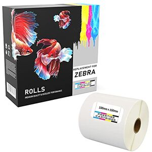 PRESTIGE CARTRIDGE 500 Zebra 100mm x 150mm Thermique Directe Papier Étiquettes (500 étiquettes par rouleau) pour Imprimante Zebra 1 Rouleau - Publicité