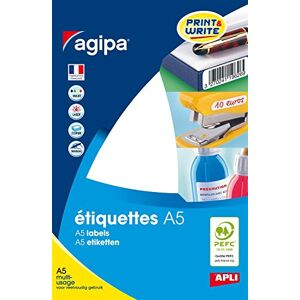 Agipa Lot de 3 Etuis de 16 feuilles A5 de 64 étiquettes multi-usage Permanentes 97,5x68 mm Blanc - Publicité