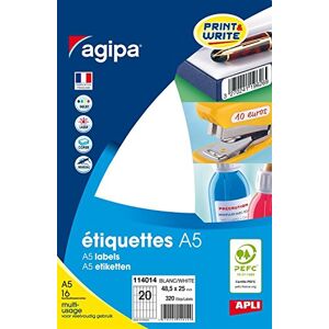 Agipa Etui A5 ( 16F ) de 320 étiquettes multi-usage Permanentes 25x48,5 mm Blanc - Publicité