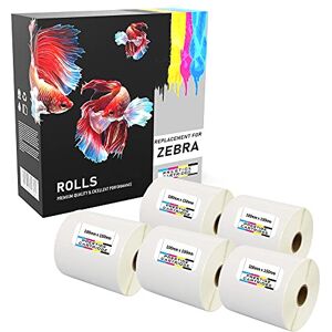 PRESTIGE CARTRIDGE 2,500 Zebra 100mm x 150mm Thermique Directe Papier Étiquettes (500 étiquettes par rouleau) pour Imprimante Zebra 5 Rouleaux - Publicité