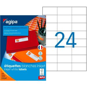 Etiquette adresse jet d'encre 70 x 37 mm Agipa 102498 blanche - Boîte de 2400 Assorties - Publicité