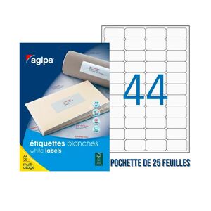 Etiquette adhésive Agipa 119603 blanche 50 x 25 mm multi-usage - Pochette de 1100 - Publicité
