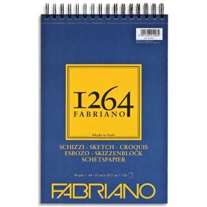 Fabriano Bloc 1264 papier croquis. 120 feuilles A4. Papier blanc ivoire 90 g/m². Spirale sur la largeur - Lot de 3