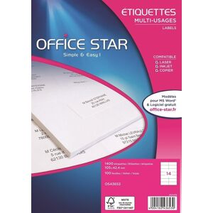 Office star Boîte de 1400 étiquettes multi-usage Blanches 105X42mm OS43653 - Lot de 2 Anthracite