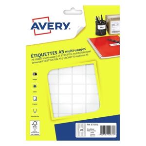 Avery Sachet de 1152 étiquettes multi-usage Blanches 16 x 22 mm. Planche format A5. ETE072 - Lot de 7