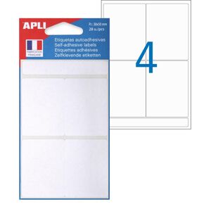 Apli Etiquettes blanches 38 x 50 mm Apli pour écriture manuelle - Pochette de 28 - Lot de 5
