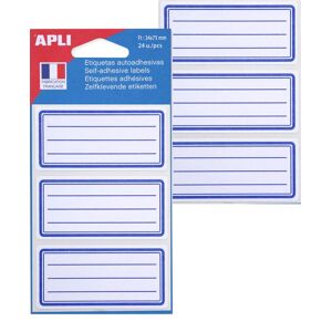 Apli Etiquettes pour livre, blanc/bleu, 34 x 75 mm lignées - Lot de 5