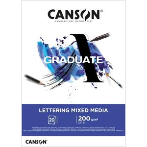 Canson Bloc 20 feuilles GRADUATE LETTERING MIXED MEDIA. A4, 200gr. Blanc naturel. Surface soyeuse - Lot de 3