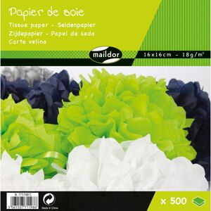 Clairefontaine PAPIER SOIE, Paquet de 500 feuilles 18g/m2 au format 16x16cm - Assortiment - Lot de 5