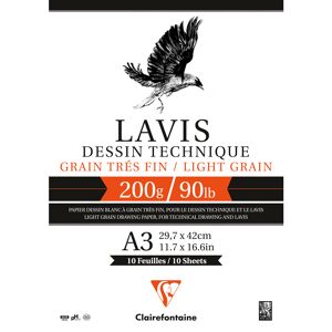 Clairefontaine Lavis Technique bloc collé 10F A3 200g - Lot de 5