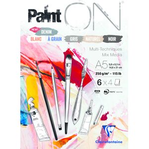 Clairefontaine Paint'ON n°6 bloc collé 24F A5 250g assorti 6x4F - Assortiment - Lot de 4